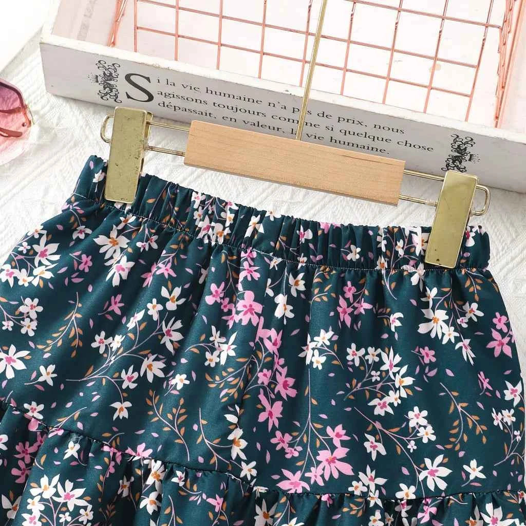 Long Skirt Teens Girls Clothing 8 9 10 11 12 Y Summer Style Casual Fashion Floral Butterfly A-Line Birthday Gift Children Skirt