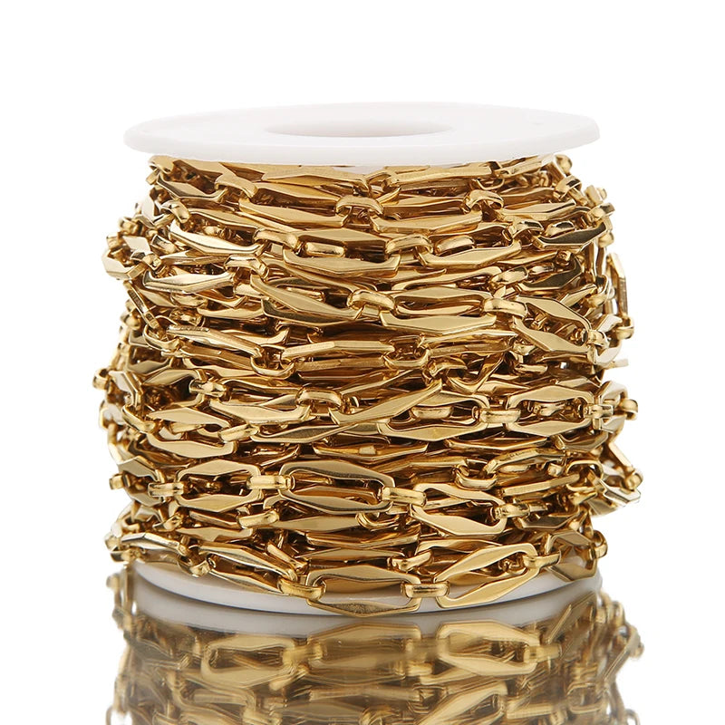 1M Heavy Chunky Hip Hop Chain Stainless Steel Frosted Oval Link Chains for DIY Men Jewelry Making Punk Necklace Bracelet Chain - AMULET RING STORE