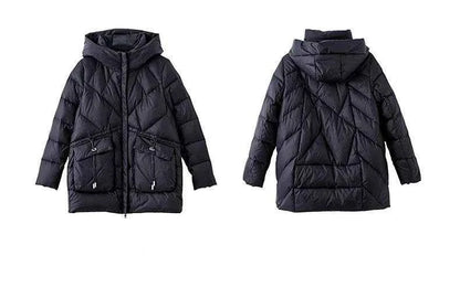 Woman Coat Zip-up Black Thick Padding Duck Down Quilted Padded Jackets for Women Hoodie Y2k Fashion 2025 Trend Luxury Hot Youth