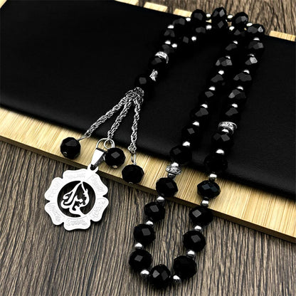 Islamic Imam Ali Zulfiqar Sword Car Pendant for Women Men Stainless Steel Gold Color Arabic Religion Blue Glass Chain Jewelry