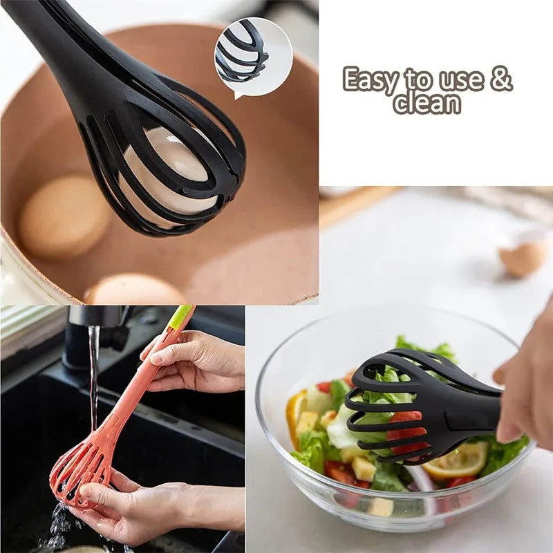 2-in-1 Food Clip & Egg Whisk Multifunctional Handheld Blender Kitchen Tool for Salad Mixer Eggs Pasta Food Cooking Mixing - AMULET RING STORE