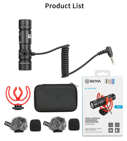 BOYA BY-MM1 Professional Cardioid Shotgun Microphone for iPhone Android Smartphone PC Canon Nikon DSLR Camera Recording Vlog