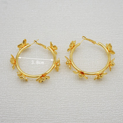 Fan Shape Earrings New Fashion Dubai Gold Color Drop Earrings French African Women Girls Party Gifts Wedding Jewelry Earring