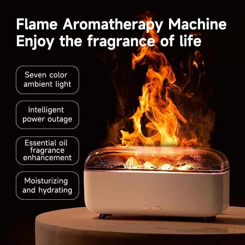 Flame Essential Oil Diffuser with Colorful Night Lights 300ML USB Home Ultrasonic Aromatherapy Fragrant Oil Humidifier Vaporizer