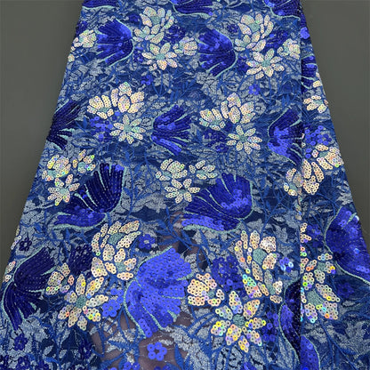 African Nigerian Tulle Lace Fabric - 3D Sequins Embroidery
