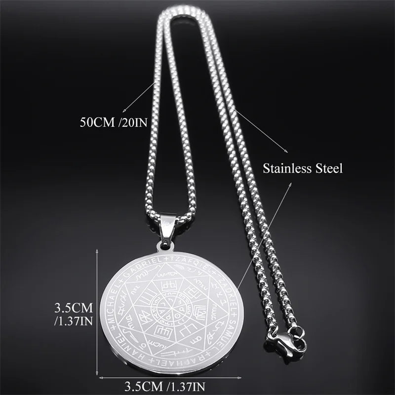 Seven Archangels Amulet Stainless Steel Necklaces Men AMULET RING STORE