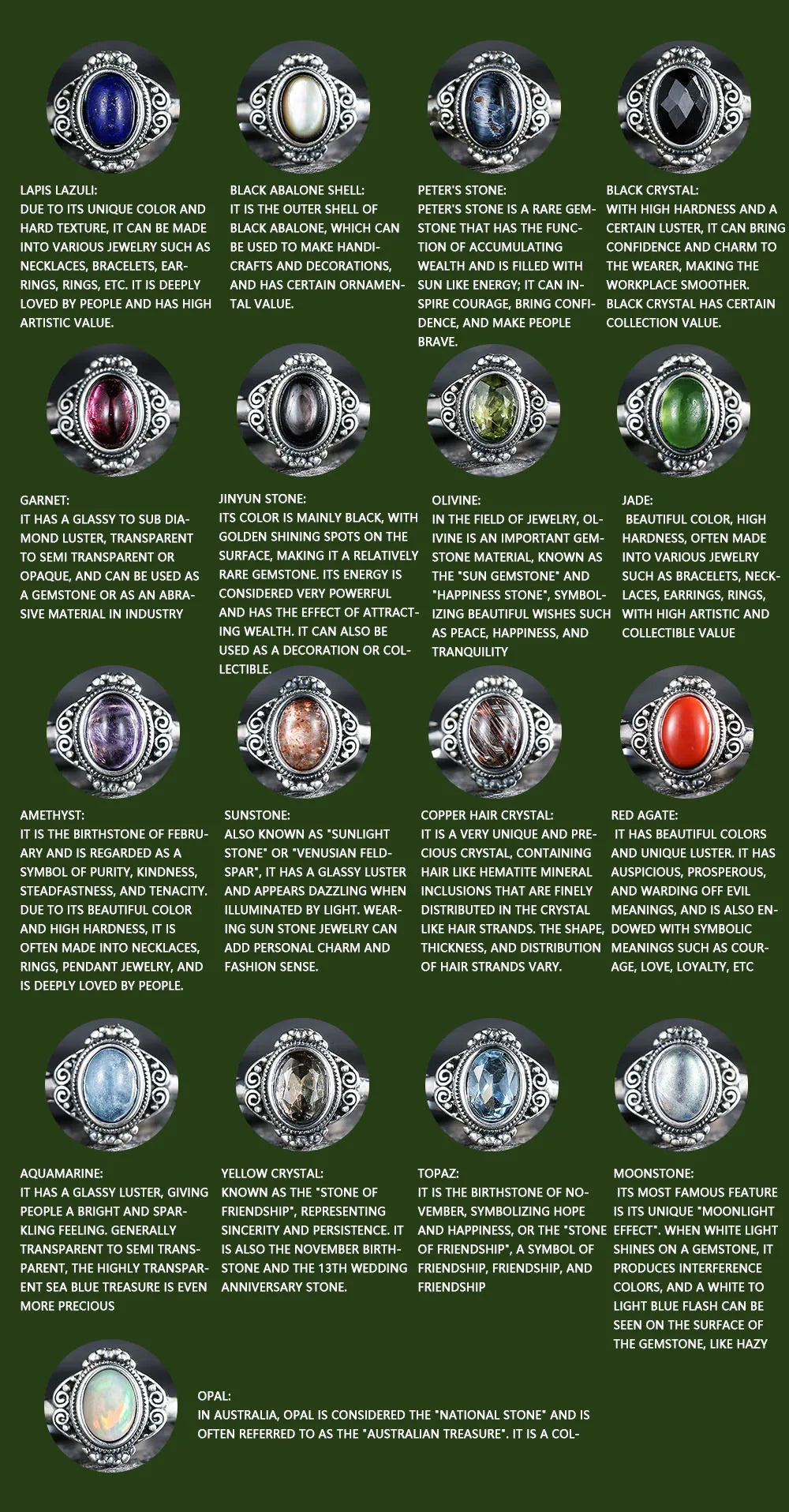 Retro 925 Silver Blue Crystal Ring, Natural Crystal Women's Ring Jewelry, Elegant Retro Ring Bohemian Style, Adjustable Size - AMULET RING STORE