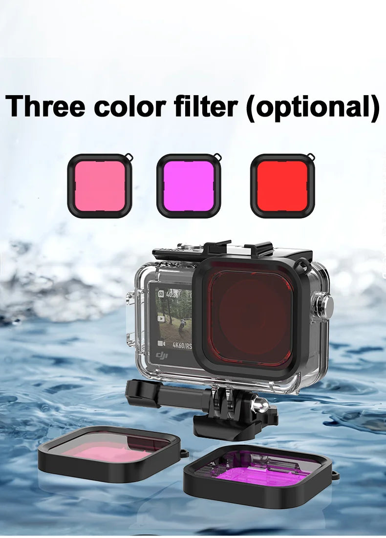 For DJI Osmo Action 4 Waterproof Case 40M Deep Diving Underwater Housing Shell for DJI Osmo Action 4 3 Action Camera Accessories - AMULET RING STORE