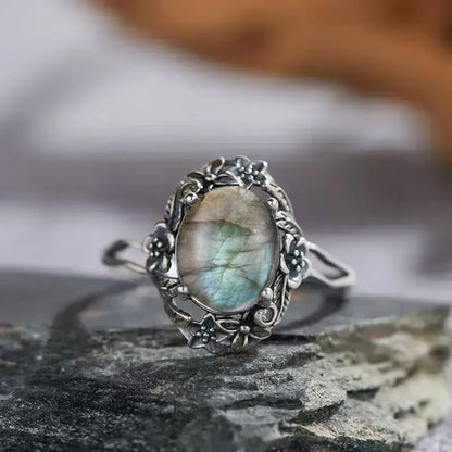 Vintage 925 Sterling Silver Ring Irregular Flowers Natural Rose Quartz Punk Ring Bohemian Silver Ring Fine Jewelry For Women