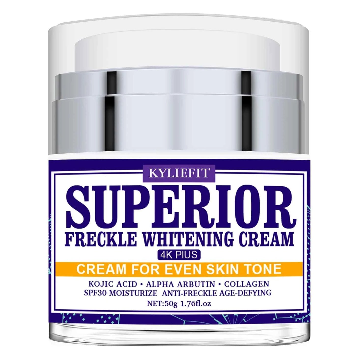 KYLIEFIT Superior Freckle Whitening Cream, Even Skin Tone, With Collagen, Kojic Acid, Spf30, Dark Spots Corrector Face Cream