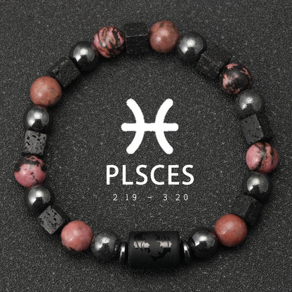12 Zodiac Signs Natural Stone Bracelets Taurus Cancer Virgo Pisces Bracelets Ladies Men Couples Gift Bracelet aquarius