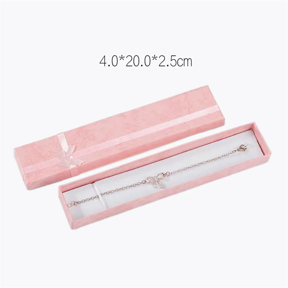 Long Jewelry Necklace Bracelet Box Storage Container Jewellery Box Packaging Bowknot Gift Display Paper Organizer Case Wholesale - AMULET RING STORE