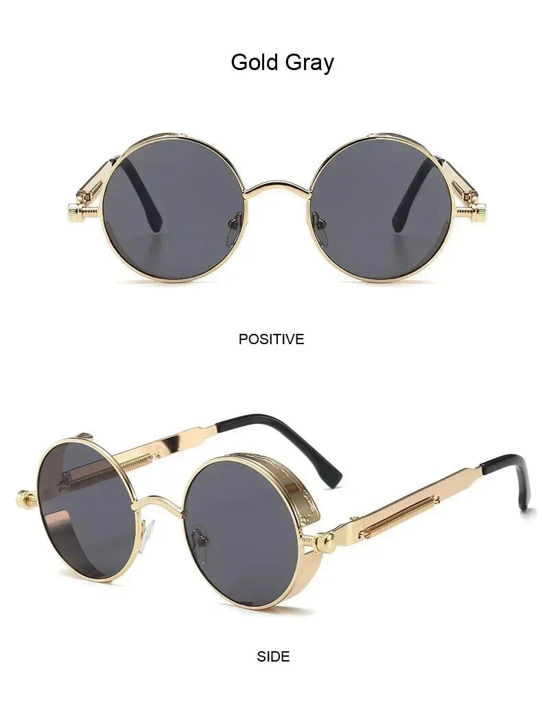 Classic Gothic Steampunk Sunglasses Luxury Brand Designer High Quality Men and Women Retro Round Metal Frame Sunglasses UV400