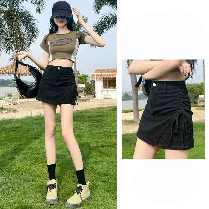 Sexy Culotte Denim Shorts for Women New In Jorts Y2k Harajuku Korean Style Youthful 2000s Clothes Classic Short Jean Pants Woman