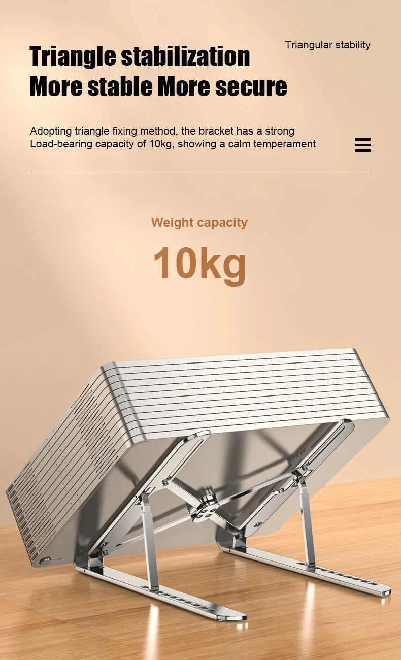 Aluminum Alloy Laptop Holder Stand Adjustable Foldable Portable for Notebook Computer Bracket Lifting Cooling Holder Non-slip - AMULET RING STORE