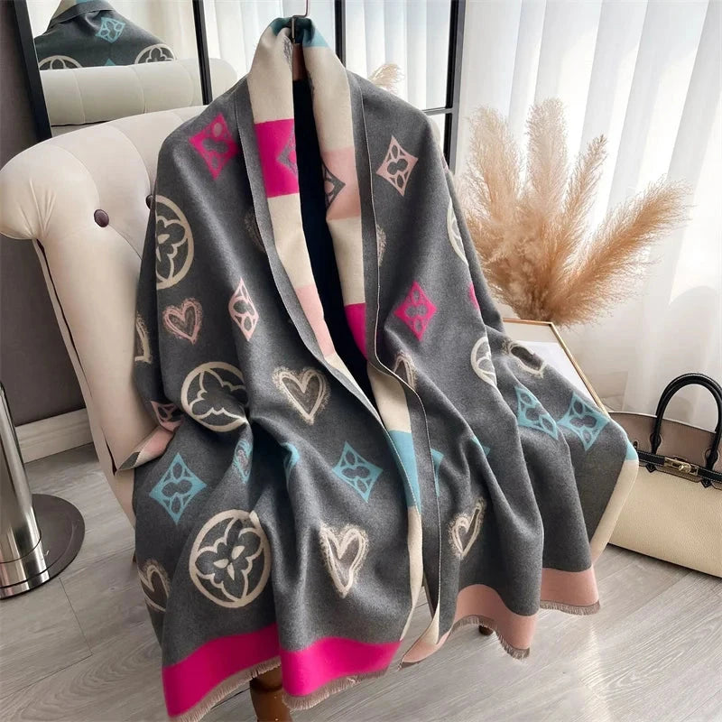 Cashmere Scarf for Women Thick Warm Winter Blanket Brand Female Luxury Quality Shawl Wrap Bufanda 2024 Poncho Echarpe Pashmina
