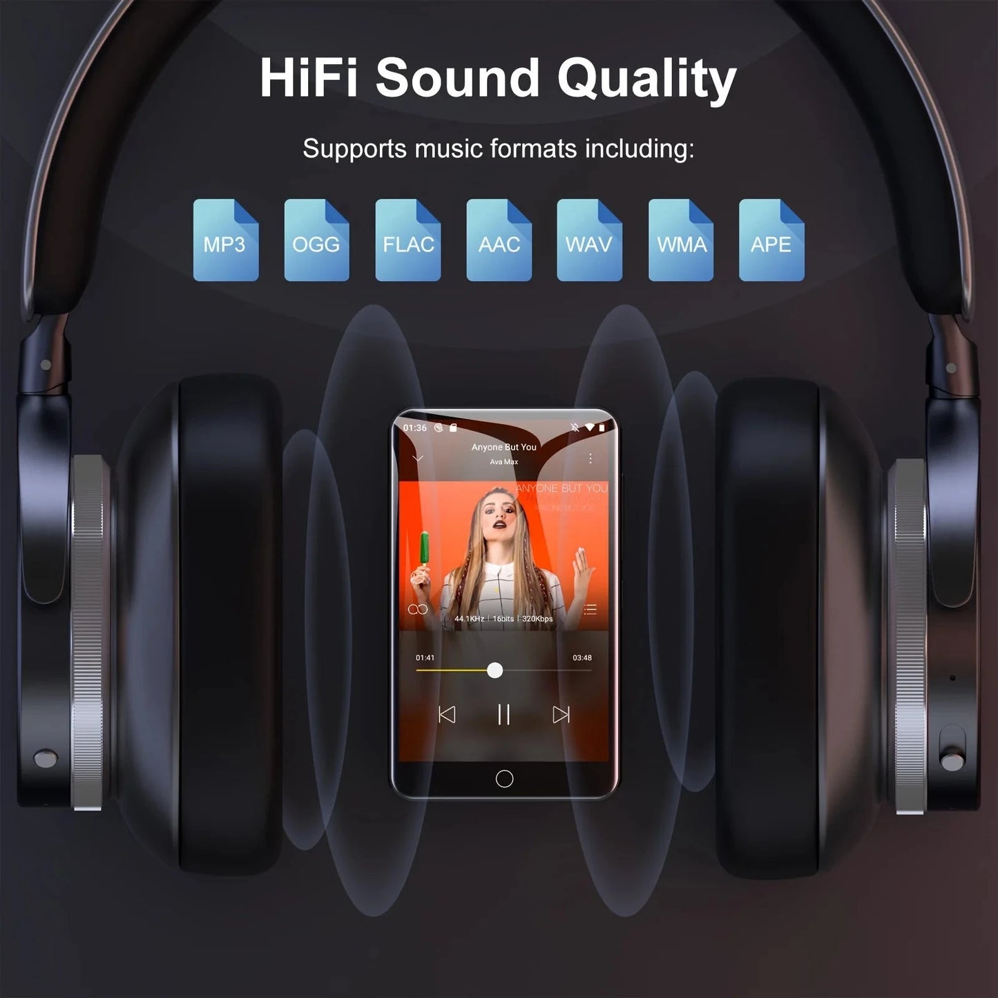 80GB (16GB+64GB) MP3 Player Android 9.0 with Bluetooth and WiFi, 4.0-inch with speakers, FM radio, eBooks, capacity up to 512GB