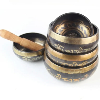 Nepal Singing Bowl Healing Yoga Meditation Portbale Tibetan Singing Bowls Sound Therapy Musical Percussion Instruments - AMULET RING STORE