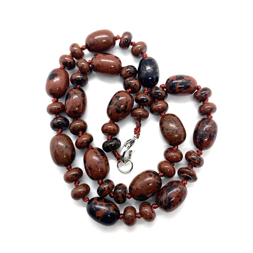 Natural Stone Malachite Lapis Lazuli Agate Necklace 10x14mm Cylindrical Beads 5x9mm Abacus Beads Ladies Necklace about 18 Inches - AMULET RING STORE