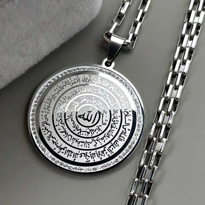 Classic Arabic Allah God Chain For Women Men Stainless Steel Rhinestone Islamic Muslim Faith Medal Male Neck Chains Jewelry