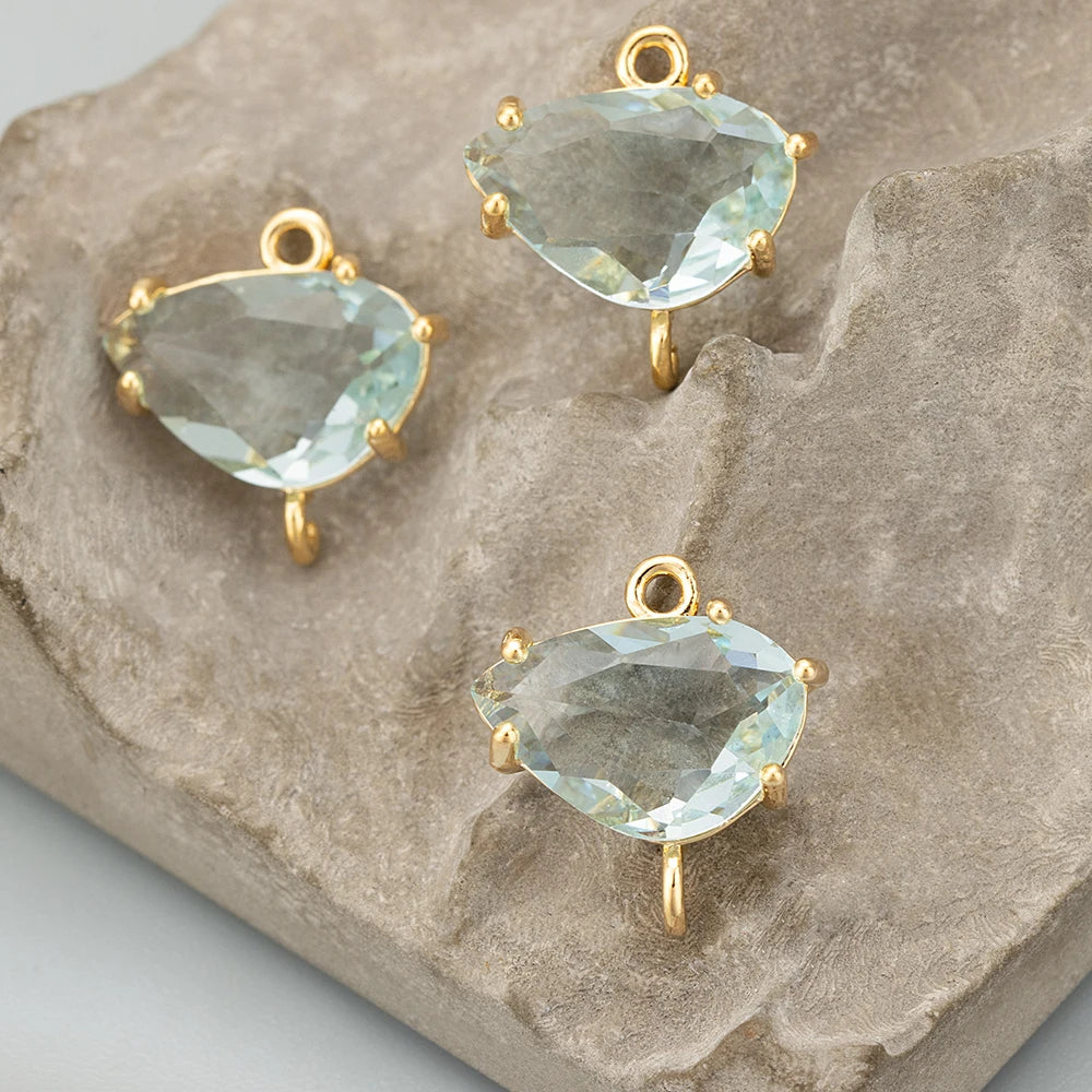 GUFEATHER ME92,jewelry accessories,18k gold rhodium plated,copper,glass,hand made,charms,diy pendants,jewelry making,6pcs/lot - AMULET RING STORE