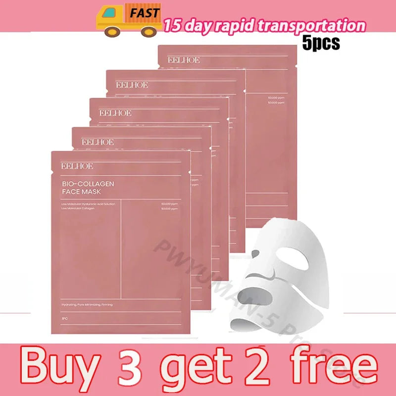1/3/5/10PCS Bio Collagen Face Mask Shrink Pores Deep Hydrating Overnight Mask Moisturizing Refreshing Brightening Face Skin Care - AMULET RING STORE