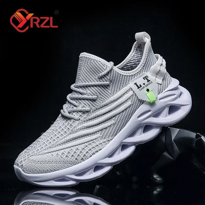 YRZL Men Sports Running Black Jogging Shoes Casual Sneakers Outdoor Breathable Mesh Women Light Shock-absorption Black Tennis - AMULET RING STORE