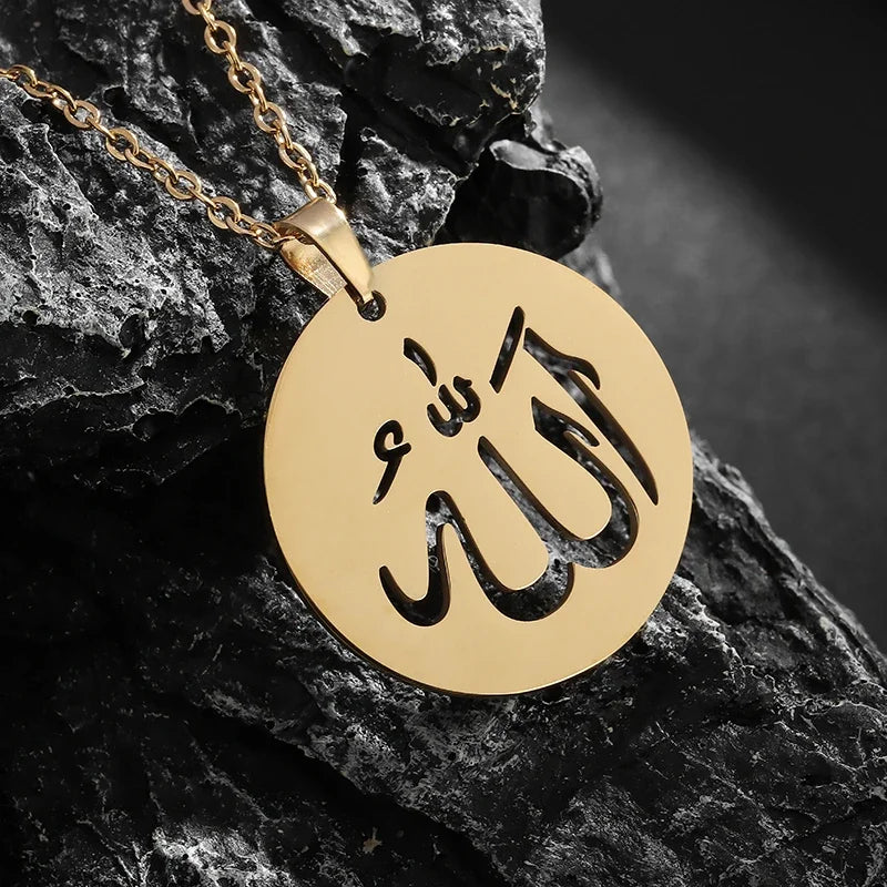 Stainless Steel Exquisite Islamic Muslim Calligraphy Arabic Pendant Necklace