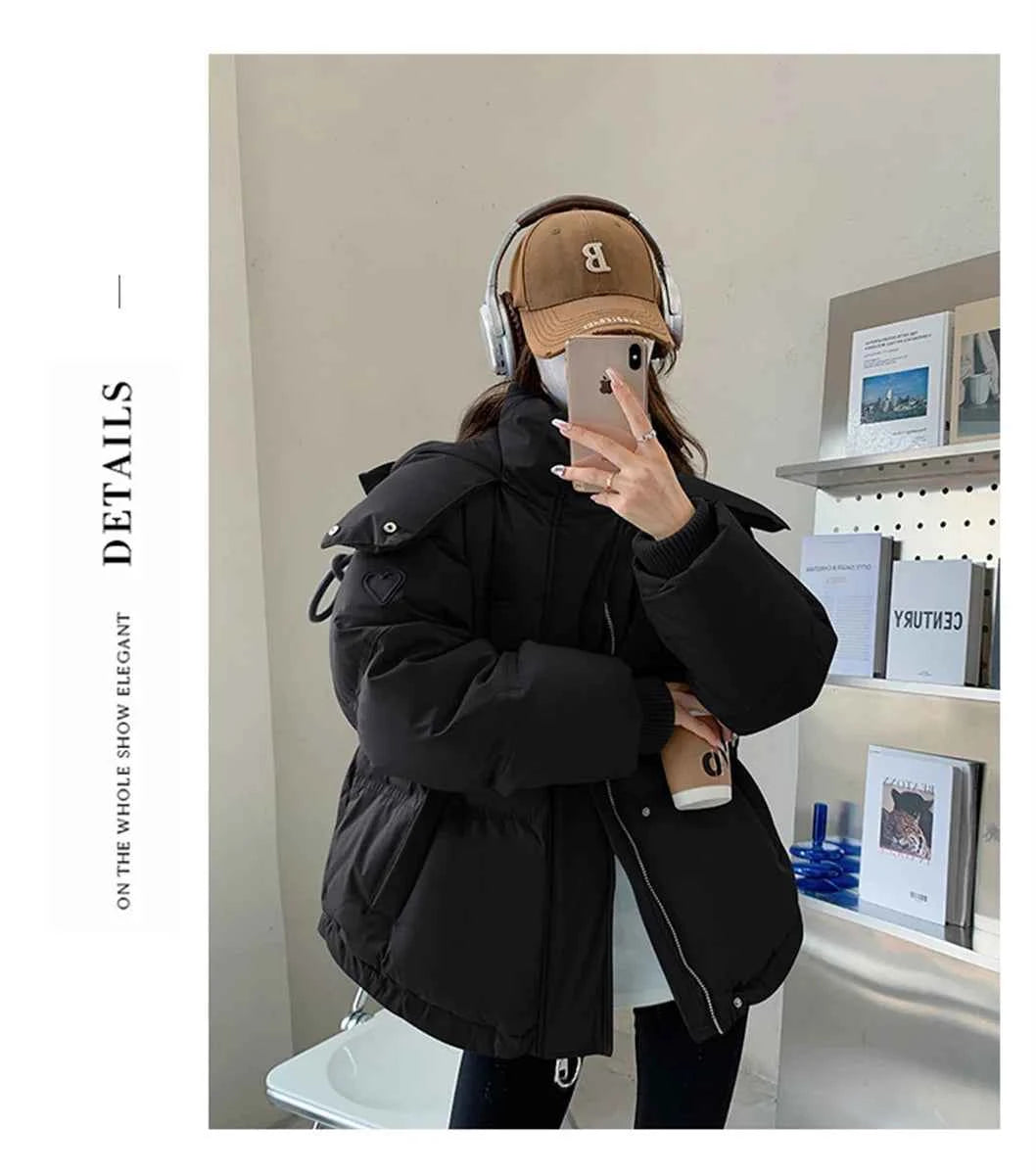 Women's Winter Warm Padded Jacket Coat 2025 New Down Cotton Hooded Solid Thick Parka Waterproof Puffy Korean Fashion Outdoor