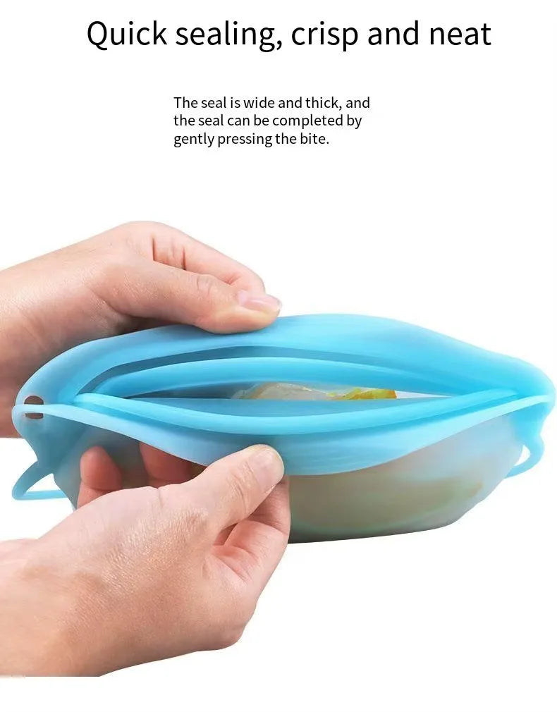 Silicone Zipper Bag,Kitchen Fresh-keeping Bags for Fruits and Vegetables,Portable Self-sealing Storage Bag for Daily Necessities - AMULET RING STORE