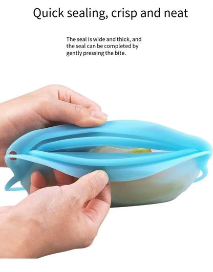 Silicone Zipper Bag,Kitchen Fresh-keeping Bags for Fruits and Vegetables,Portable Self-sealing Storage Bag for Daily Necessities - AMULET RING STORE