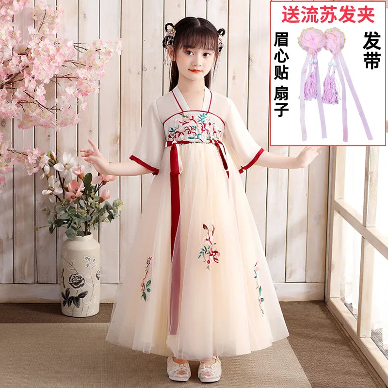 Summer Girls' Hanfu Dress Princess Costume Children's Dresses Kids Vintage Party Baby Girl Dress Cosplay Girls Clothes Vestidos