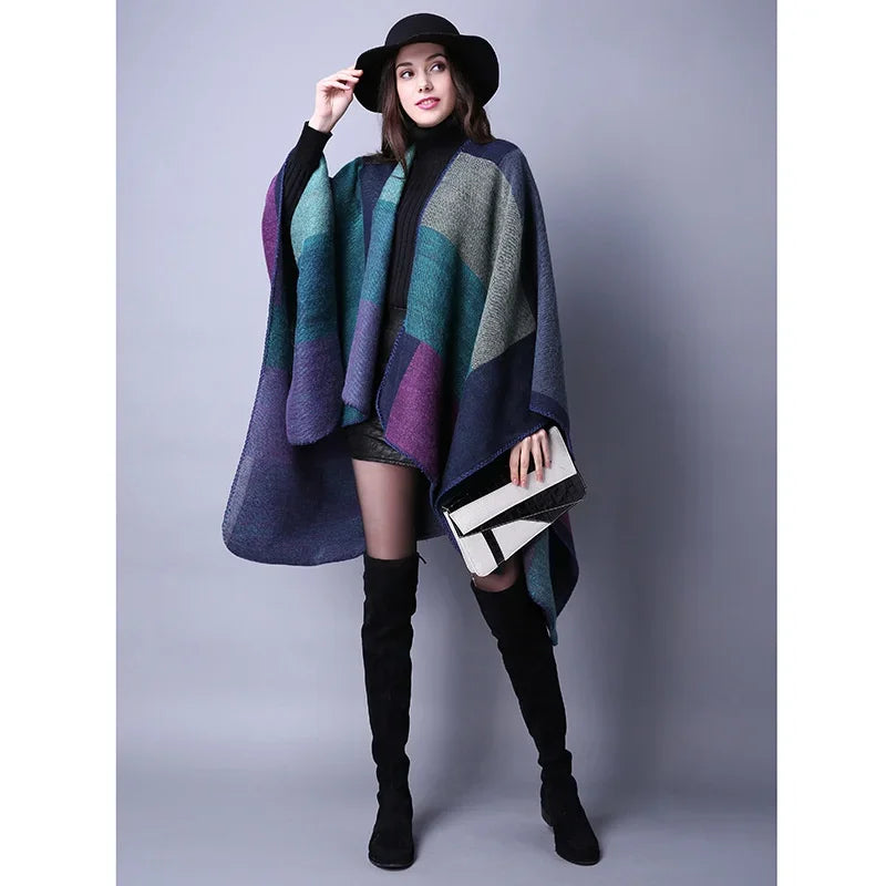 Winter Fashion Poncho Women Capes Scarf Imitation Cashmere Ladies Scarves Warm Shawls Wraps Woman Ponchos Bufanda Mujer Foulard