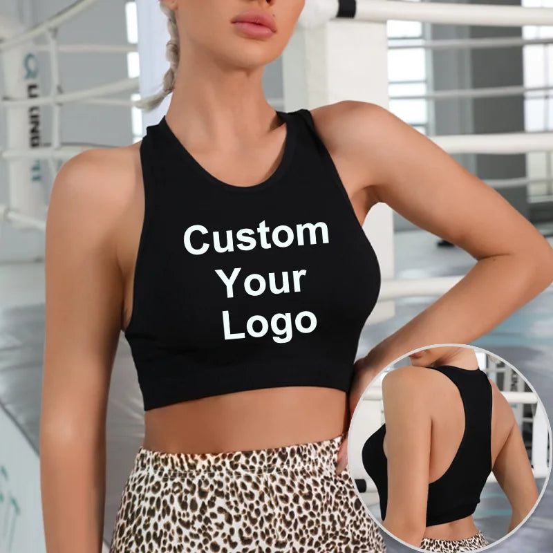 Sleeveless Tank Tops Tees Women Custom Your Logo Solid Casual Fashion Crop Top Ladies High Street Tie Up Croptop Summer Fitness - AMULET RING STORE