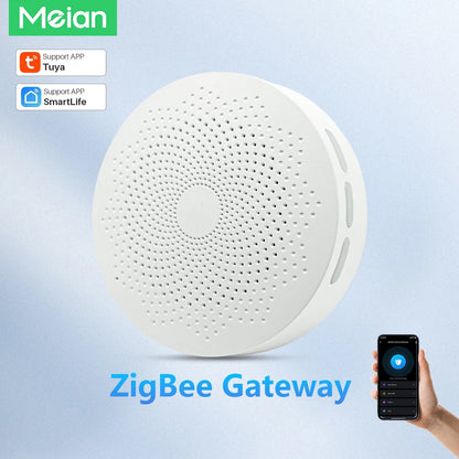 Meian Tuya Zigbee Gateway Multi-Mode Zigbee 3.0 Hub Wifi Bluetooth Gateway Linkage with Water Leak Sensor Door Sensor Smart Home - AMULET RING STORE