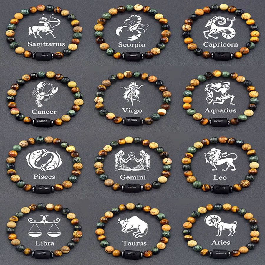 12 Zodiac Sign Bracelet Homme Constellation Bracelet for Men Aries Virgo Leo Libra Charm Bangle Women Friendship Jewelry on Hand