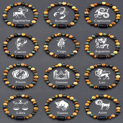 12 Zodiac Sign Bracelet Homme Constellation Bracelet for Men Aries Virgo Leo Libra Charm Bangle Women Friendship Jewelry on Hand