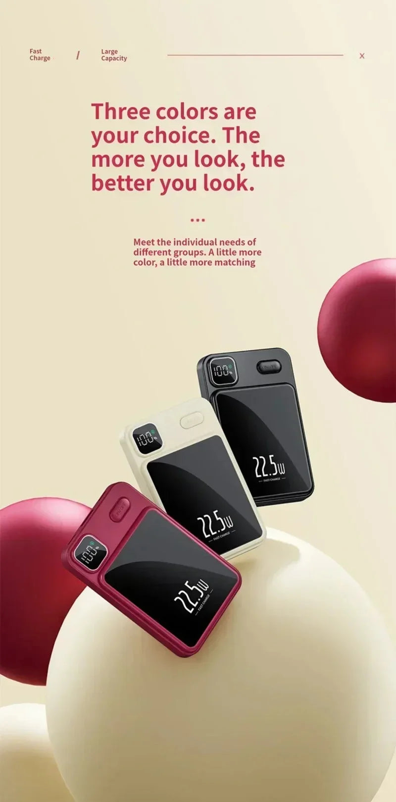 OnePlus 50000mAh Magnetic Wireless Charger Power Bank External Battery Fast Charging PowerBank For Android iPhone 15 16 Xiaomi - AMULET RING STORE