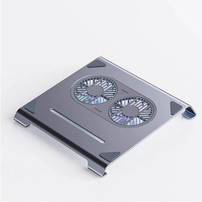 2 High - Speed Fan Aluminum Laptop Cooler with Pad, Adjustable Stand, for 10 - 15" Laptops - AMULET RING STORE