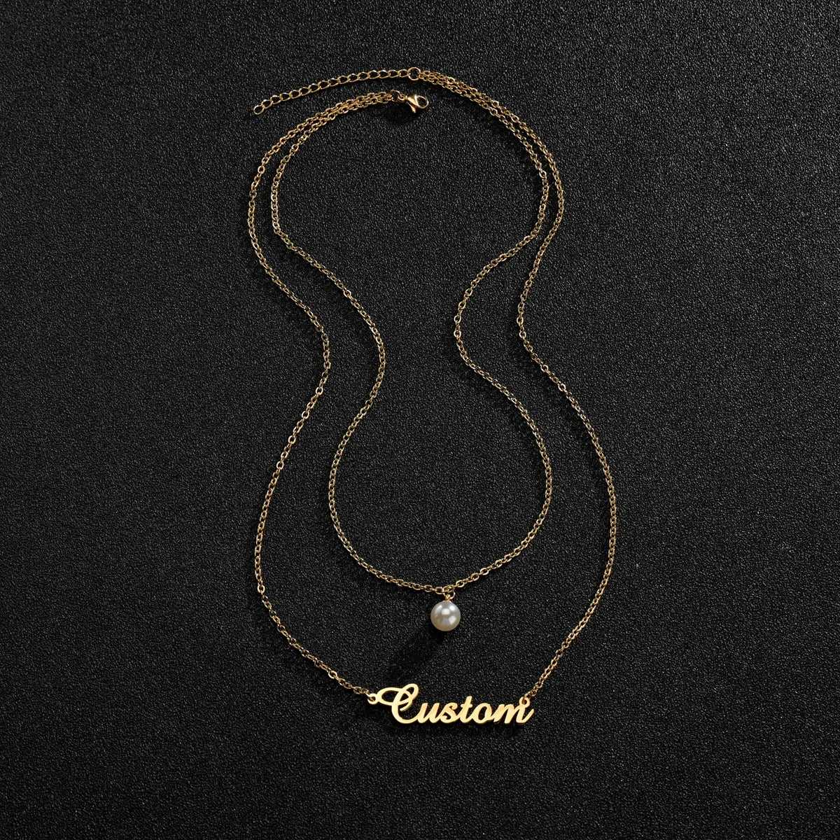 Atoztide Custom Name Necklace Double Layers Zircon Beads Stainless Steel Personalized Pendant Choker for Women Jewelry Gifts