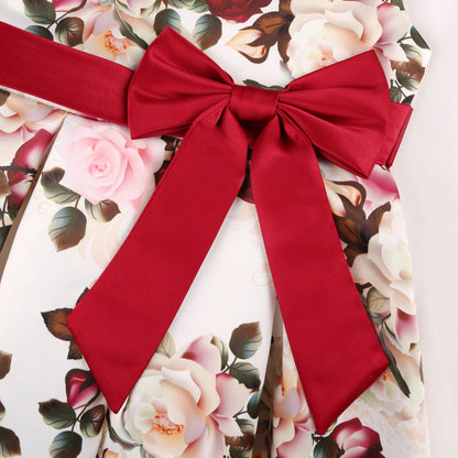 2025 Transnational Girls' Dress Children's Princess Dress Retro Print Formal Dress Holiday Hostess Dress Hot Sale