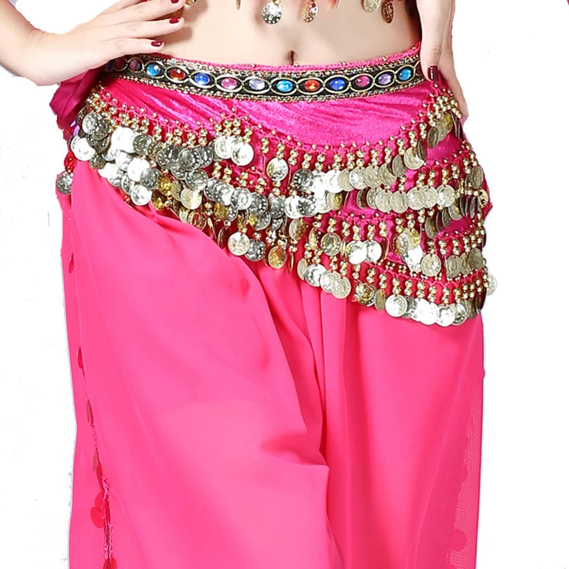 1PC New Style Belly Dance Belt Newest Multi-color Glass Silk Velvet Dancing Belt Scarf Crystal BellyDance Waist Chain Hip Scarf - AMULET RING STORE