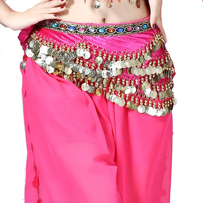 1PC New Style Belly Dance Belt Newest Multi-color Glass Silk Velvet Dancing Belt Scarf Crystal BellyDance Waist Chain Hip Scarf - AMULET RING STORE