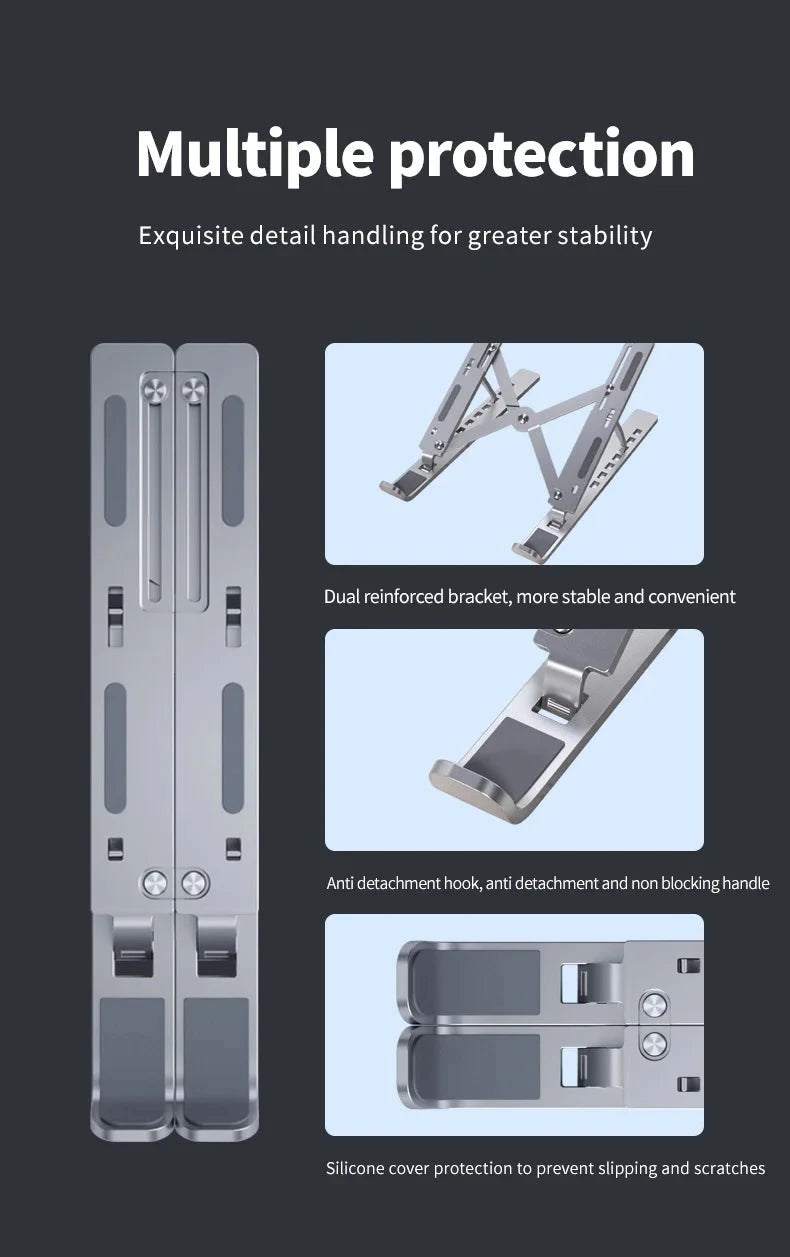 Metal Portable Foldable Laptop Stand Adjustable Notebook Holder Aluminum AD028 - AMULET RING STORE