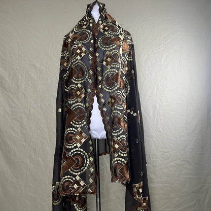 Sale 2025 New Dubai Islam Embroidered Shawl Soft Wool Jersey Hijab for Muslim Women Long Style New African Net for Spring Summer - AMULET RING STORE