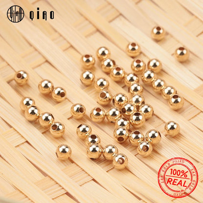 100pcs 14K Gold Filled Spacer Beads 2mm 3mm 4mm Round Loose Bead for Bracelets Necklace DIY Jewelry Making Accessories Wholesale - AMULET RING STORE