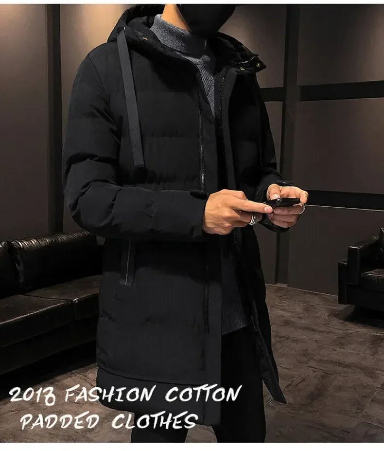Thicken Warm Men Long Parka Fashion Brand Casual Winter Windbreaker Jacket with Hood Coats Fashion Clothing for Men All-match
