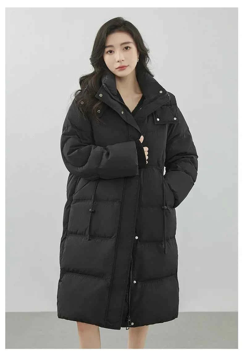 Ultra-Warm Down Jacket for Women 2025 Winter New Arrival Hooded, Knee-Length, Thickened, Waist-Defining, Versatile Coat