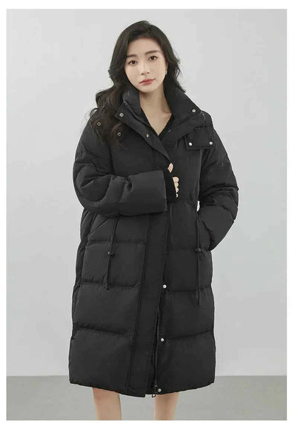 Ultra-Warm Down Jacket for Women 2025 Winter New Arrival Hooded, Knee-Length, Thickened, Waist-Defining, Versatile Coat