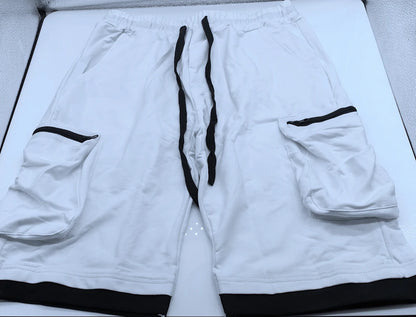 Mens Summer Cargo Shorts Cotton Workout Fitness Shorts Breathable Jogger Training Gyms Bodybuilding Multi Pocket Yellow Shorts